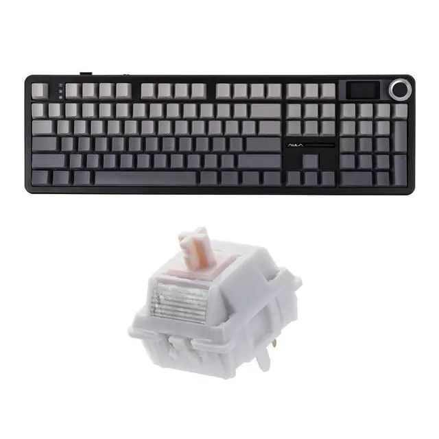 Alt view image 8 of 14 - X Aula F108 PRO Wireless Gaming Keyboard with Screen+Cream Marble 47gf Gaming Keyboard Switches