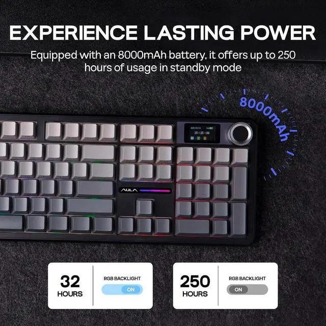 Alt view image 12 of 14 - X Aula F108 PRO Wireless Gaming Keyboard with Screen+Cream Marble 47gf Gaming Keyboard Switches