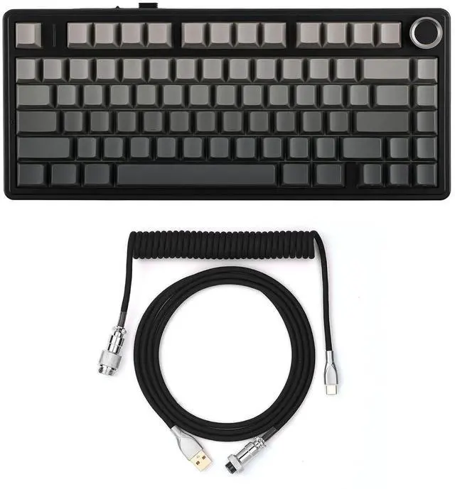 Alt view image 8 of 14 - x Aula F75 Gasket Mechanical Keyboard+Black Mix 1.8m Coiled Keyboard Cable with Detachable Metal Aviator