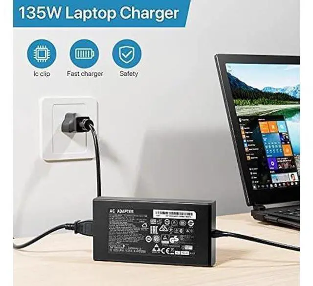 Alt view image 12 of 12 - 135W Laptop Charger Compatible with Acer Nitro 5 Gaming N18C3 AN517-51 AN515-51 52 53 54 55 57 45 N18C4