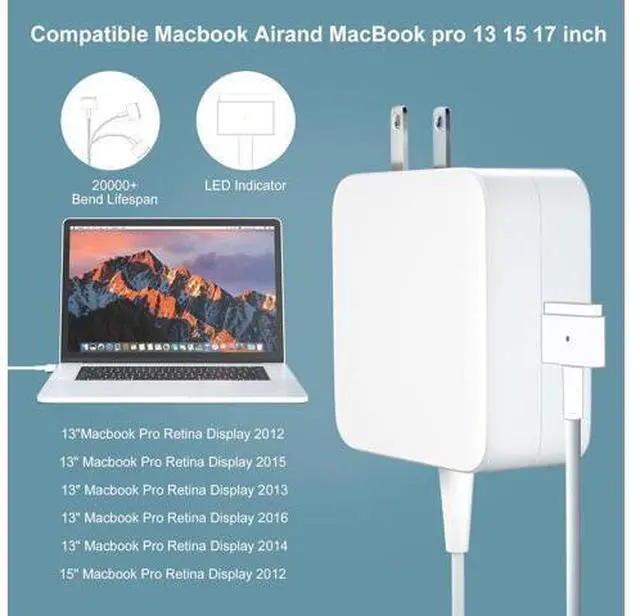 Alt view image 12 of 14 - 85W A1502 A1398 Mac Book Pro Charger - Fast T-Tip Power Adapter Fit for Mac Book Pro 17 15 13 Laptop A1424 Supply Cord (Retina 2012-2015)