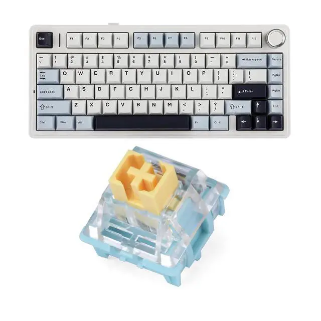 Alt view image 8 of 14 - x Aula F75 Gasket Mechanical Keyboard with Five-Layer Padding&Knob + Sea Salt Silent Mechanical Keyboard Switches Set