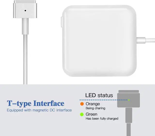Alt view image 9 of 10 - Mac Book Air Charger Replacement 45W T-Tip AC Power Adapter for Charging Mac Book Air 11-inch and 13-inch