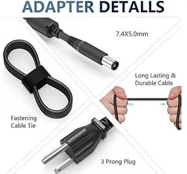Alt view image 8 of 12 - 130W AC Charger for Dell inspiron 15 7559,Dell Precision 3510 3520 3530 M90 M2400 M4400 M4500 M6300,PA-4E LA130PM121 DA130PE1-00 JU012 Laptop Adapter