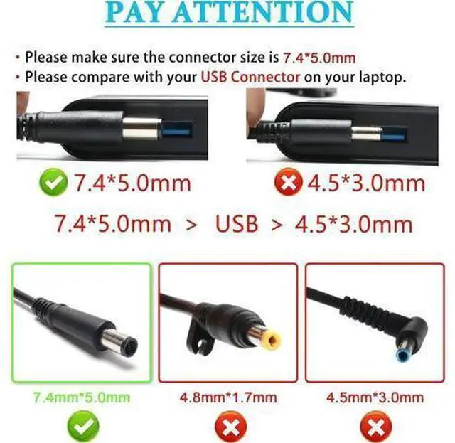 Alt view image 9 of 12 - 19.5V 3.33A 65W Laptop Charger Compatible with HP G4 G6 G7 G32 G42 G56 G60 G61 G62 G71 G72 Dv3 Dv4 Dv5 Dv6 Dv7 Dm4 M6 M7 Power Adapter Supply Cord