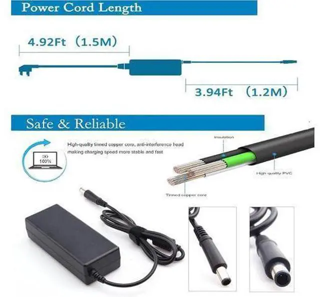 Alt view image 10 of 12 - 19.5V 3.33A 65W Laptop Charger Compatible with HP G4 G6 G7 G32 G42 G56 G60 G61 G62 G71 G72 Dv3 Dv4 Dv5 Dv6 Dv7 Dm4 M6 M7 Power Adapter Supply Cord
