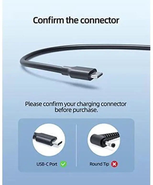 Alt view image 8 of 10 - Chromebook Charger for Lenovo Chromebook, (UL Certified Safety), 45W, USB C, Fast Charger