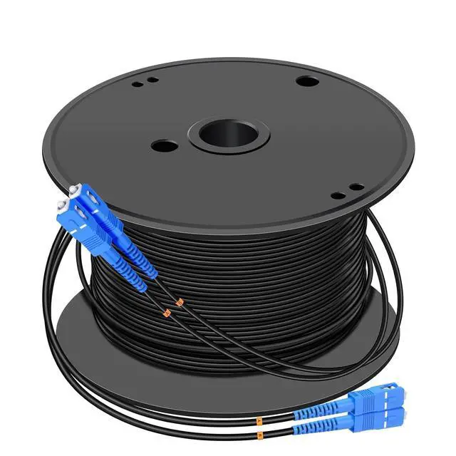 Alt view image 2 of 2 - 600M SC to SC Outdoor Armored Duplex 9/125 SM Fiber Optic Cable Jumper Optical Patch Cord Singlemode 600Meters 1968ft