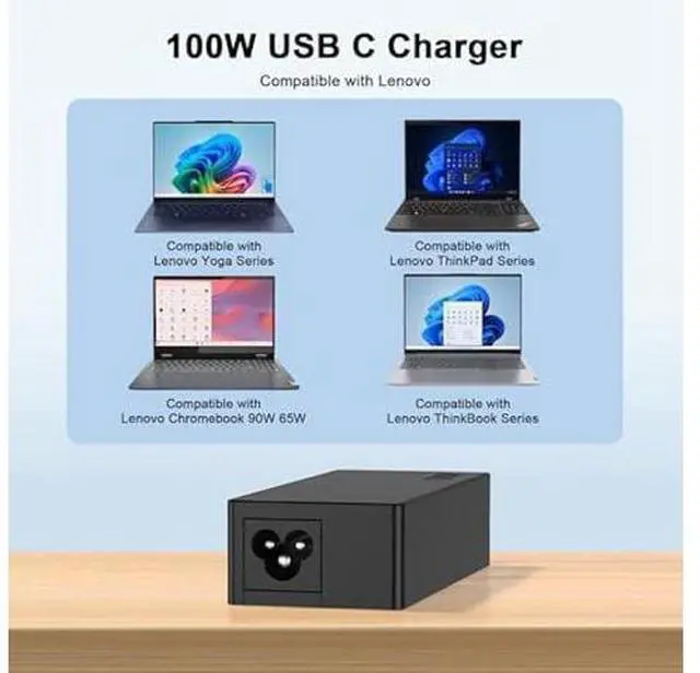 Alt view image 10 of 12 - 100W USB C Fast Charger Power Adapter Compatible with Lenovo Thinkpad,MacBook Pro/Air, iPad Pro,HP,Dell,Asus All USB-C Device