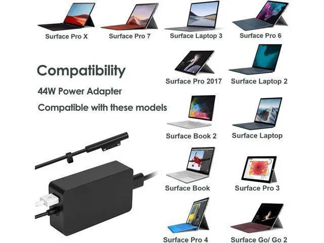Alt view image 9 of 14 - Surface Charger 44W Power Supply Adapter for Surface Pro 3/4/5/6/7 Surface Laptop Surface Book Surface Go Surface Laptop Go with 6.2 Ft Power Cord