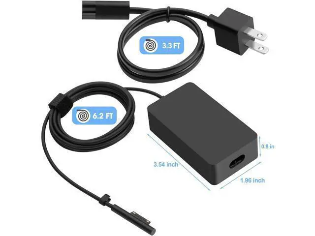 Alt view image 13 of 14 - Surface Charger 44W Power Supply Adapter for Surface Pro 3/4/5/6/7 Surface Laptop Surface Book Surface Go Surface Laptop Go with 6.2 Ft Power Cord