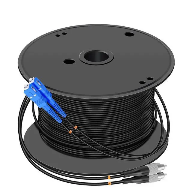 Alt view image 2 of 2 - 600M SC to FC Outdoor Armored Duplex 9/125 SM Fiber Optic Cable Jumper Optical Patch Cord Singlemode 600Meters 1968ft SC-FC