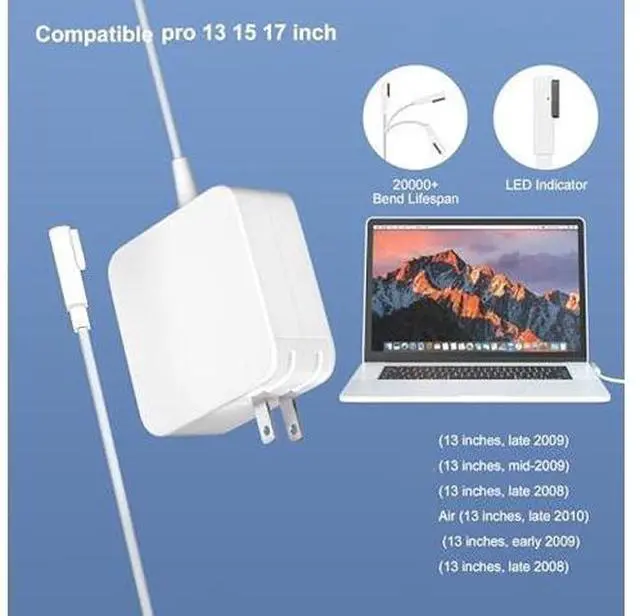 Alt view image 9 of 12 - 85W/60W L Tip Compatible with Mac Book Charger,Power Adapter for 13/15/17 inch Before mid-2012 Models Charger, 6.6FT Cable Adapter Charging Cord