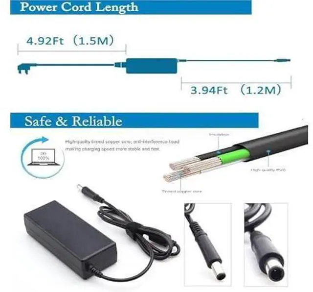 Alt view image 9 of 10 - 19.5V 3.33A 65W Laptop Charger Compatible with HP G4 G6 G7 G32 G42 G56 G60 G61 G62 G71 G72 Dv3 Dv4 Dv5 Dv6 Dv7 Dm4 M6 M7 Power Adapter Supply Cord
