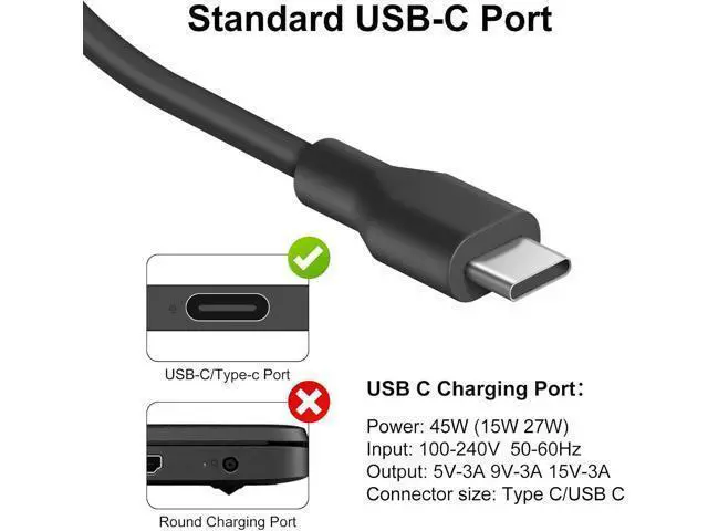 Alt view image 9 of 14 - USB C Laptop Charger Compatible with HP Google Chromebook Type C Power Cord