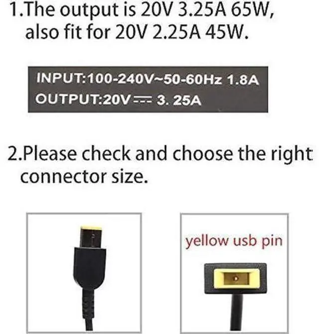 Alt view image 3 of 6 - AC Adapter Charger for Lenovo G50-80 80E501J5US, 80E501JFUS; Lenovo G50 80E30181US, 80L0000QUS, 80E501B2US Notebook Battery Power Supply Cord Plug