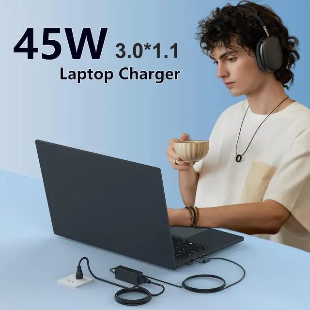 Alt view image 7 of 7 - N19H2 45W 3.0mm Small Pin Laptop Charger Compatible with ADP-45FE F PA-1450-26 Aspire A515-44 A515-45-R74Z A515-46-R3UB A515-46-R14K A515-54 A515-56-32DK A315-24P-R7VH A18-045N2A Adapter