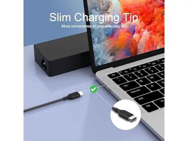 Alt view image 8 of 12 - USB C Laptop Charger 65w Replacement for Lenovo ThinkPad Yoga Chromebook Charger Fast Charging Type C AC Adapter Power Cord Supply