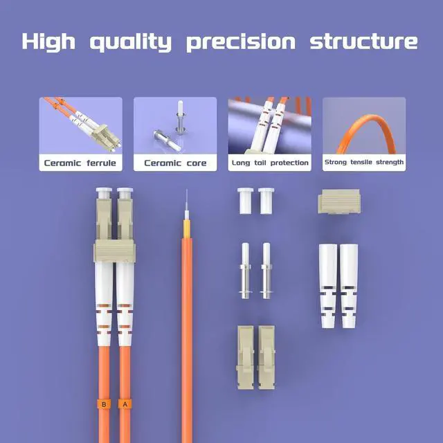 Alt view image 8 of 10 - 7.5Meters 25ft LC/UPC-LC/UPC Multi-Mode Fiber Optic Cable LC to LC OM1 Jumper Optical Patch Cord Duplex 62.5/125um Orange LC-LC