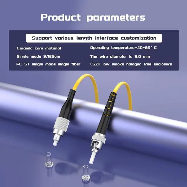 Alt view image 10 of 10 - 25Meters 82ft FC/UPC-ST/UPC Single-Mode Fiber Optic Cable FC to ST OS2 Jumper Optical Patch Cord Simplex 9/125um Yellow FC-ST