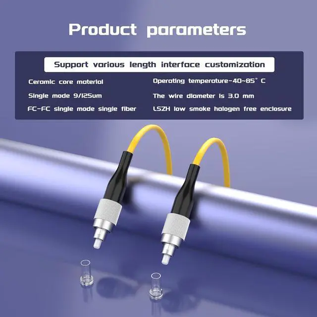 Alt view image 10 of 10 - 25Meters 82ft FC/UPC-FC/UPC Single-Mode Fiber Optic Cable FC to FC OS2 Jumper Optical Patch Cord Simplex 9/125um Yellow FC-FC