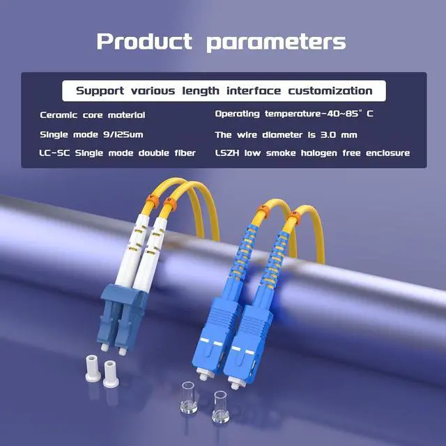 Alt view image 11 of 12 - 30Meters 100ft LC/UPC-SC/UPC Single-Mode Fiber Optic Cable LC to SC OS2 Jumper Optical Patch Cord Duplex 9/125um Yellow