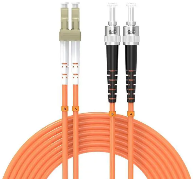 Main image of 60Meters 196ft LC/UPC-ST/UPC Multi-Mode Fiber Optic Cable LC to ST OM1 Jumper Optical Patch Cord Duplex 62.5/125um Orange LC-ST