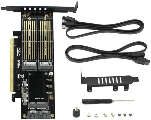 Main image of 3 in 1 NGFF and MSATA SSD Adapter Card M.2 NVME to PCIe 16X/M.2 SATA SSD to SATA III/MSATA to SATA Converter