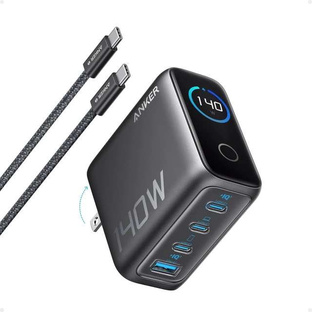 Alt view image 6 of 10 - Laptop Charger, 140W MAX USB C Charger, 4-Port Multi-Device Fast Charging, Advanced GaN Power Adapter, Intuitive Touch Controls, for MacBook, iPhone 17/16 Series, Samsung Galaxy, Pixel, and More