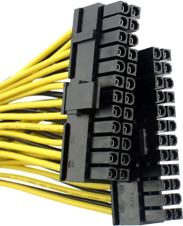 Alt view image 2 of 5 - 24P 20+4 Pin Dual PSU Power Supply Cable,18AWG ATX Motherboard Mainboard Adapter Connector Cable Mining Extension Cable - 20cm (2 Pcs)