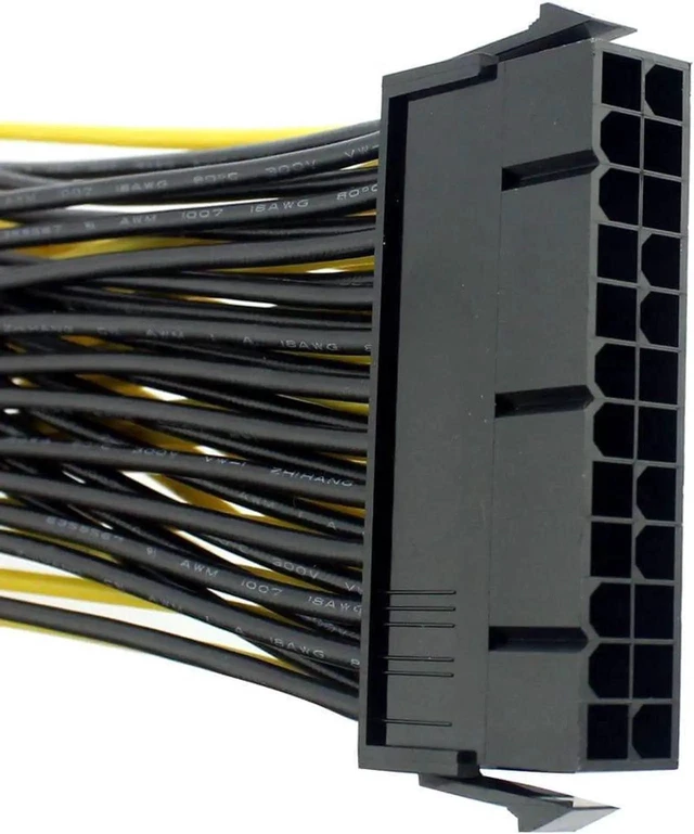 Alt view image 5 of 5 - 24P 20+4 Pin Dual PSU Power Supply Cable,18AWG ATX Motherboard Mainboard Adapter Connector Cable Mining Extension Cable - 20cm (2 Pcs)