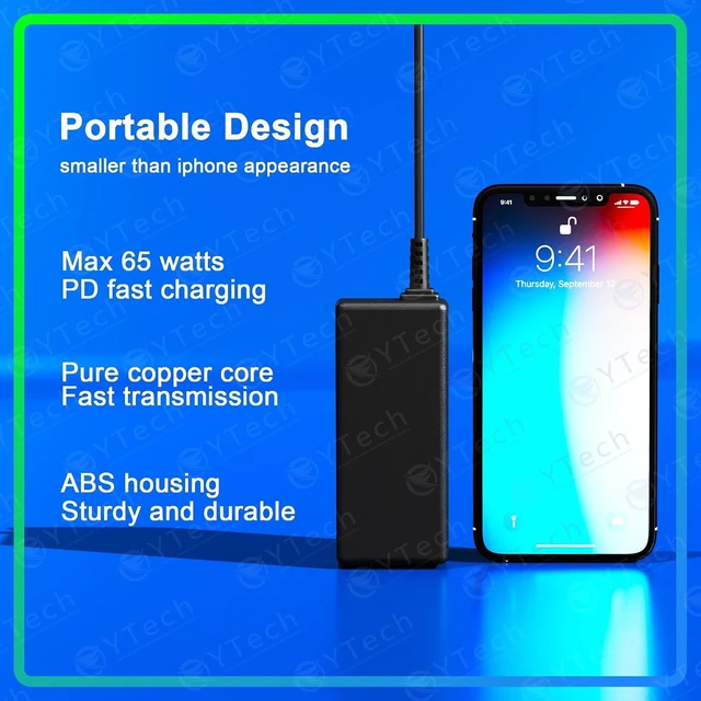 Alt view image 14 of 14 - 65W 45W USB-C Laptop Charger Type C Computer Fast Charger Power Adapter Compatible with Google Chromebook Thinkpad Yoga EliteBook XPS Latitude MacBook and More