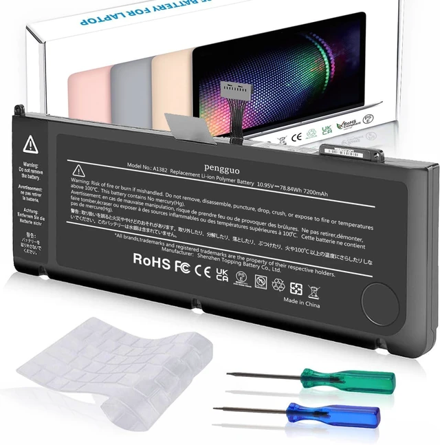 Alt view image 8 of 14 - Battery for MacBook Pro 15 Inch A1286 Early 2011 Late 2011 Mid 2012, Laptop Battery Replacement Model A1382 Battery EMC 2353 2563 2556 7200mAh (Upgraded 6.2 Versions)
