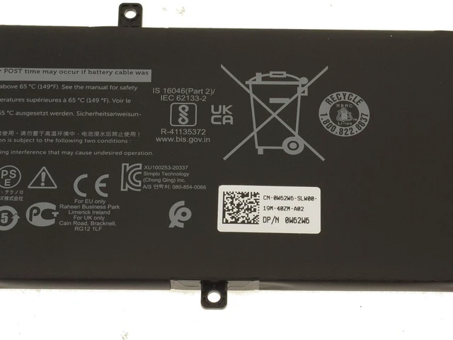 Alt view image 10 of 10 - Dell Original Inspiron 7501 Vostro 7500 G7 7700 6-Cell 97Wh OEM Battery W62W6