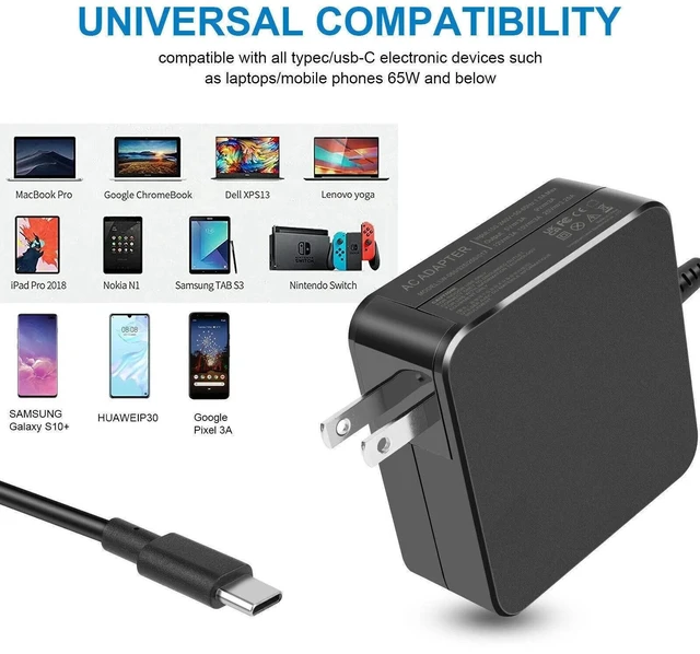 Alt view image 8 of 10 - 65W USB-C Laptop Charger for Asus Rog Ally C302C ADP-45EW B Type C Power Adapter