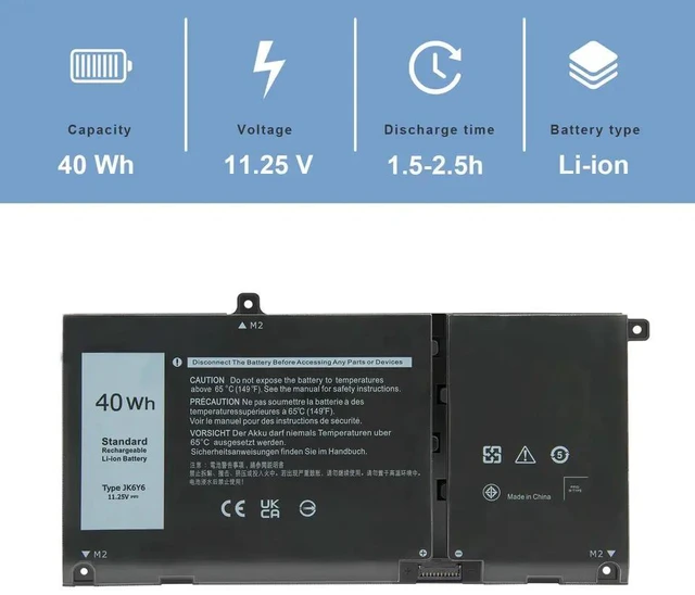 Alt view image 8 of 10 - 40Wh JK6Y6 Battery for Dell Latitude 3410 3510 Vostro 5300 5301 5401 5402 5501 5502