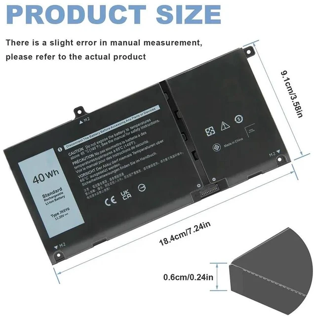 Alt view image 10 of 10 - 40Wh JK6Y6 Battery for Dell Latitude 3410 3510 Vostro 5300 5301 5401 5402 5501 5502