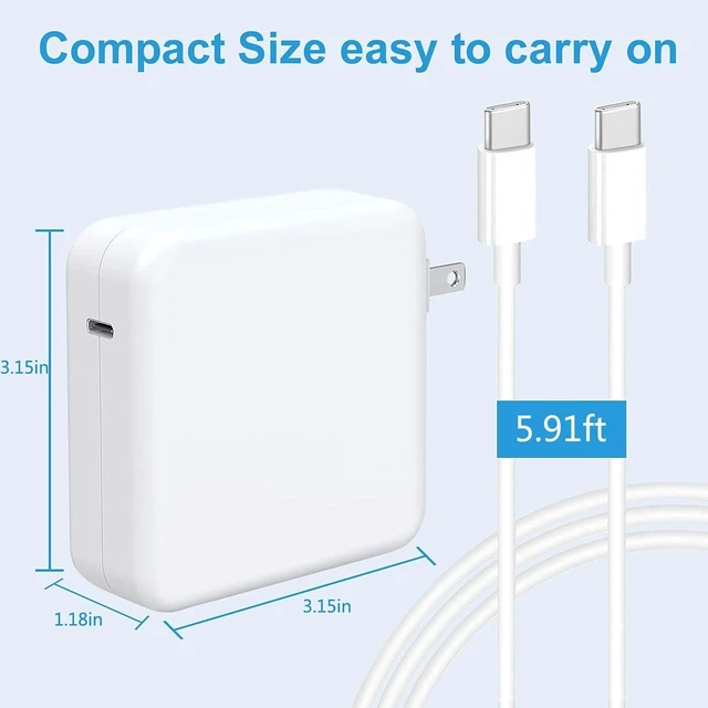 Alt view image 10 of 14 - MacBook Pro Charger for MacBook Air USB C Laptop Charger for Mac Book 13/14/15/16 inch 2024/2023/2022/2021/2020 M1/M2/M3 Computer 96W Chargers Block for USBC Device Included Type C Cable