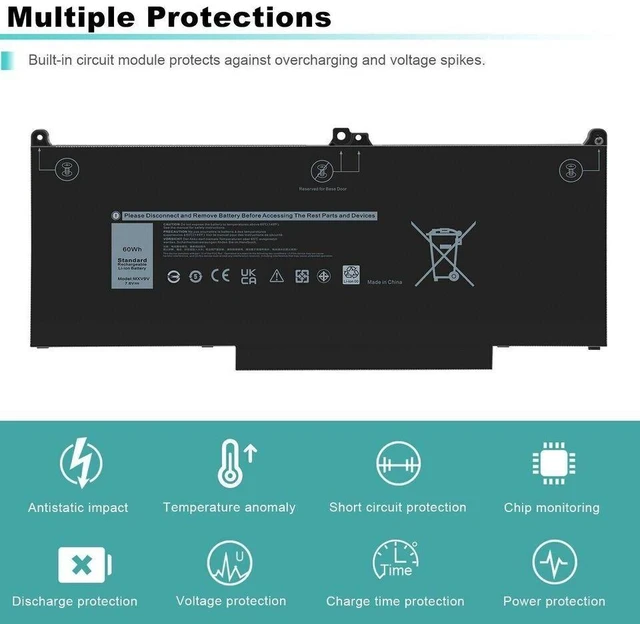 Alt view image 10 of 10 - 60Wh MXV9V Battery for Dell Latitude 5300 5310 7300 7400 E5300 E5310 E7300 E7400