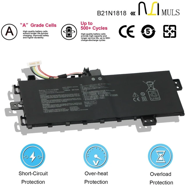 Alt view image 9 of 10 - 37Wh B21N1818 Laptop Battery Replacement for Asus Vivobook 17 X712 X712FA A712 D712 F712 K712 M710 M712 P1701 R710 R712 R754 S710 S712 Notebook Series 4370mAh