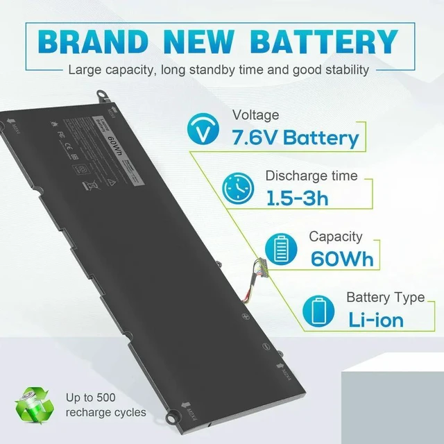 Alt view image 8 of 10 - 60Wh PW23Y Battery for Dell XPS 13 9360 Series 13 2017 13-9360-D1605G 13-9360-D1605T