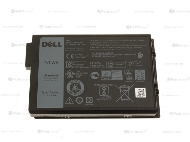 Alt view image 3 of 7 - Dell Latitude 5424 5420 7424 Rugged 3-cell 51Wh OEM Original Battery 7WNW1