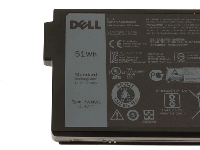 Alt view image 4 of 7 - Dell Latitude 5424 5420 7424 Rugged 3-cell 51Wh OEM Original Battery 7WNW1