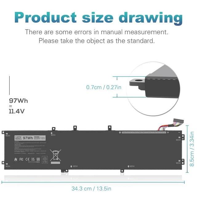 Alt view image 9 of 10 - 97Wh 6GTPY Battery for Dell XPS 15 9560 9570 9550 7590 15-9550-D1828T