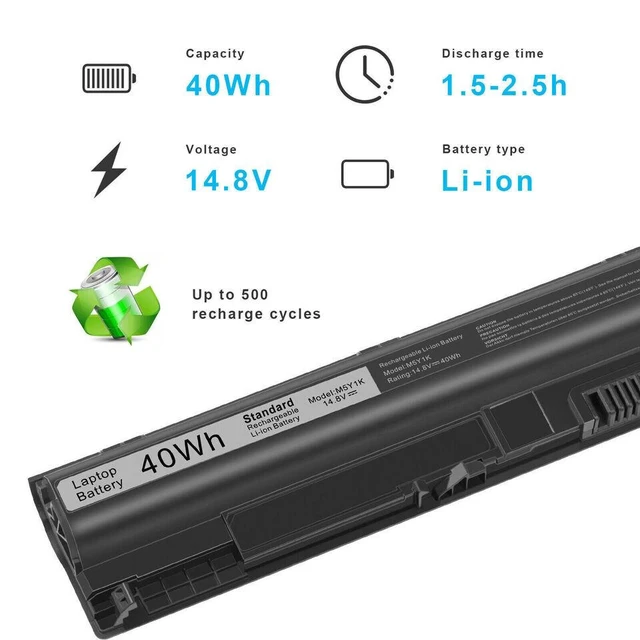 Alt view image 8 of 10 - 14.8V M5Y1K Battery for Dell Inspiron N3451 N3452 N3458 N3551 N3552 N3558 N5451