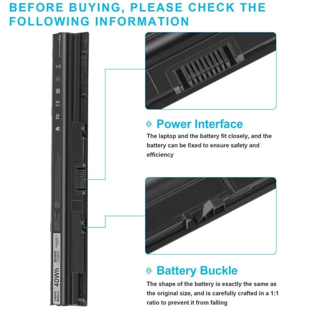 Alt view image 9 of 10 - 14.8V M5Y1K Battery for Dell Inspiron N3451 N3452 N3458 N3551 N3552 N3558 N5451