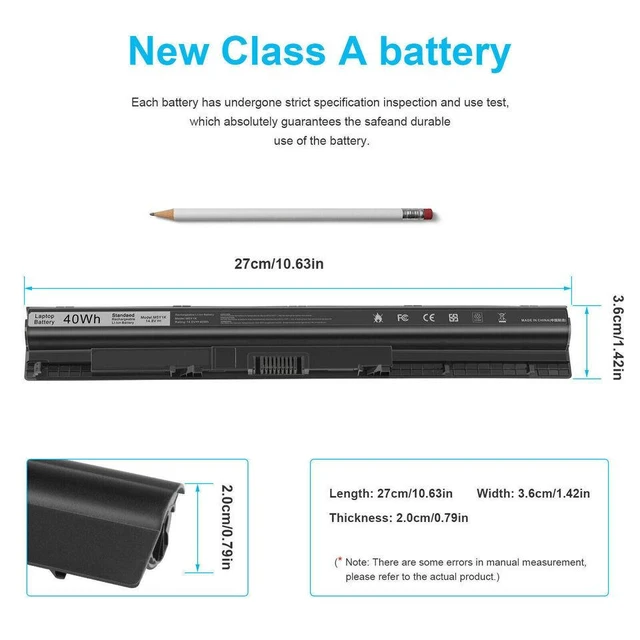 Alt view image 10 of 10 - 14.8V M5Y1K Battery for Dell Inspiron N3451 N3452 N3458 N3551 N3552 N3558 N5451