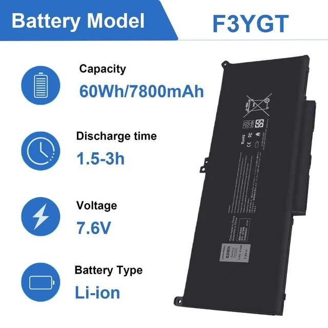 Alt view image 8 of 10 - 60Wh F3YGT Battery for Dell Latitude 14 7000 7480 7490 Latitude E7280 E7380 E7480 E7290 E7390 E7490