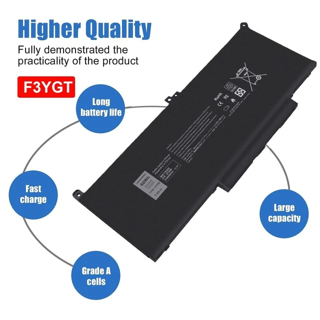 Alt view image 10 of 10 - 60Wh F3YGT Battery for Dell Latitude 14 7000 7480 7490 Latitude E7280 E7380 E7480 E7290 E7390 E7490