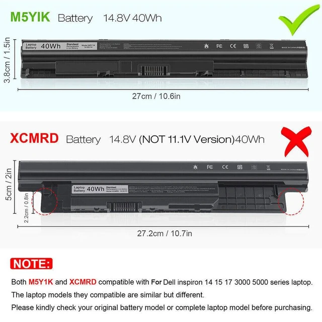 Alt view image 7 of 10 - 14.8V M5Y1K Battery for Dell Inspiron N3451 N3452 N3458 N3551 N3552 N3558 N5451